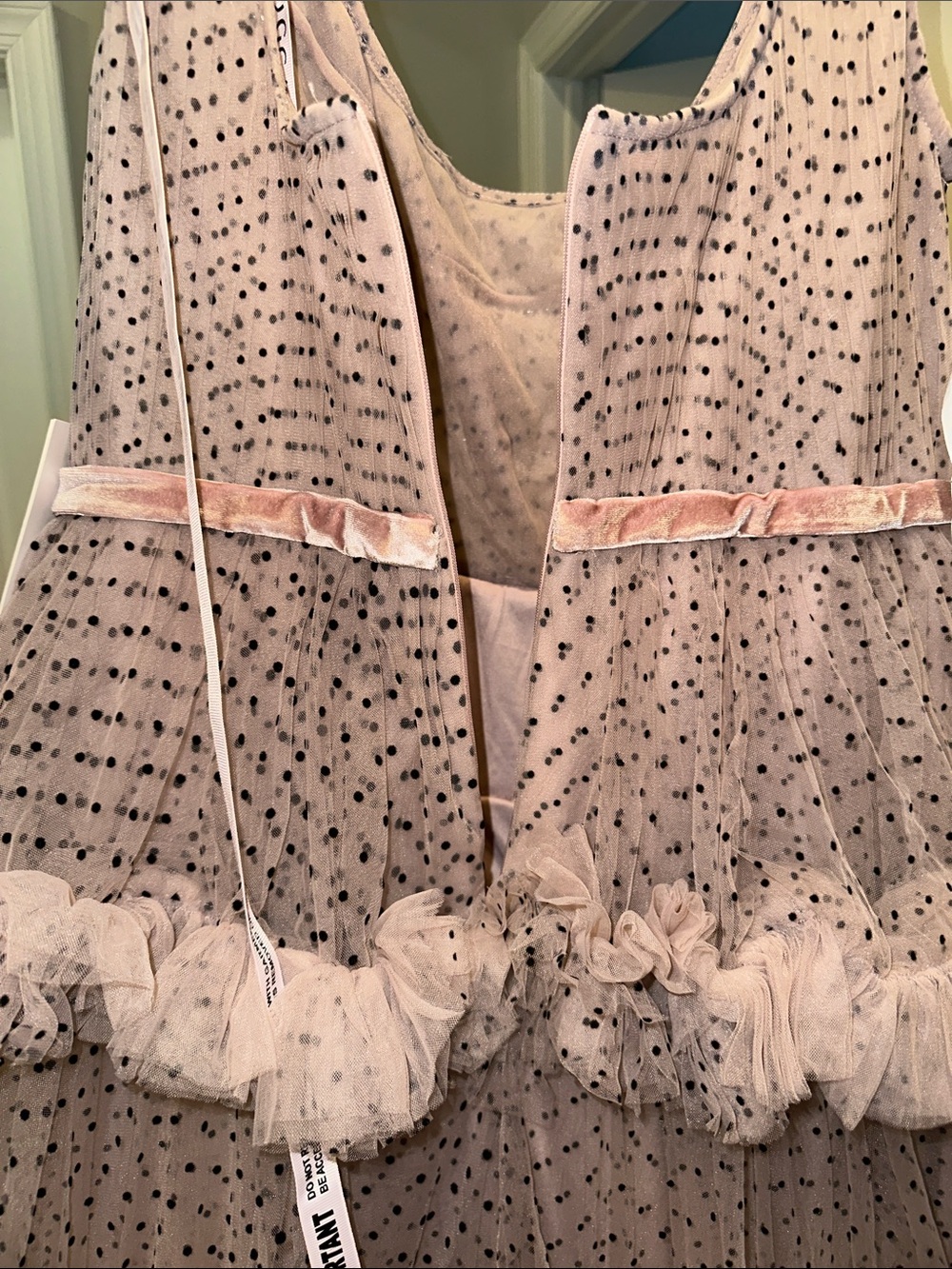 Mac Duggal 20776 Blush Black Polka Dot Tiered Ruffle Dress Anthropologie - Picture 11 of 14